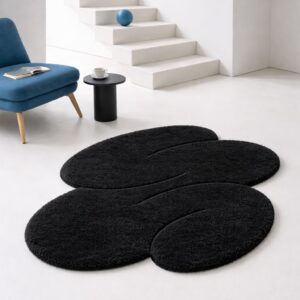 modern black irregular hand-tufted rug