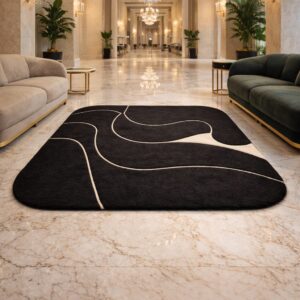 Black Abstract Hand-Tufted Rug